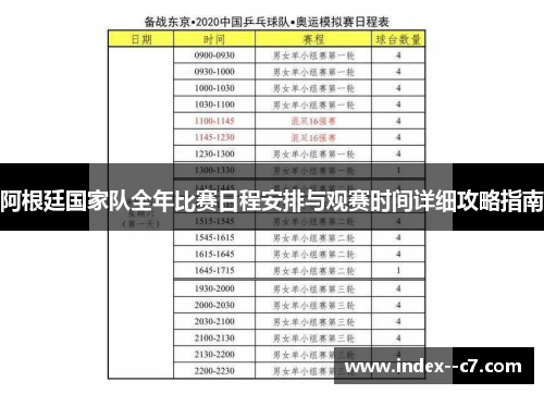 阿根廷国家队全年比赛日程安排与观赛时间详细攻略指南